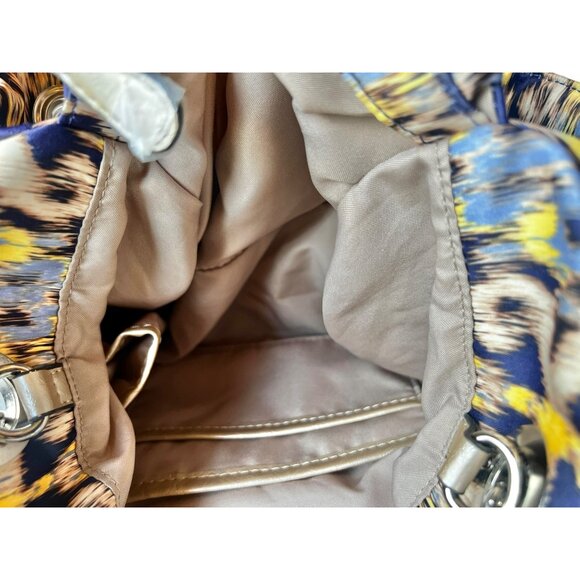 Nicole By Nicole Miller Ikat Print Large Shoulder Bag Blue yellow - Picture 13 of 16